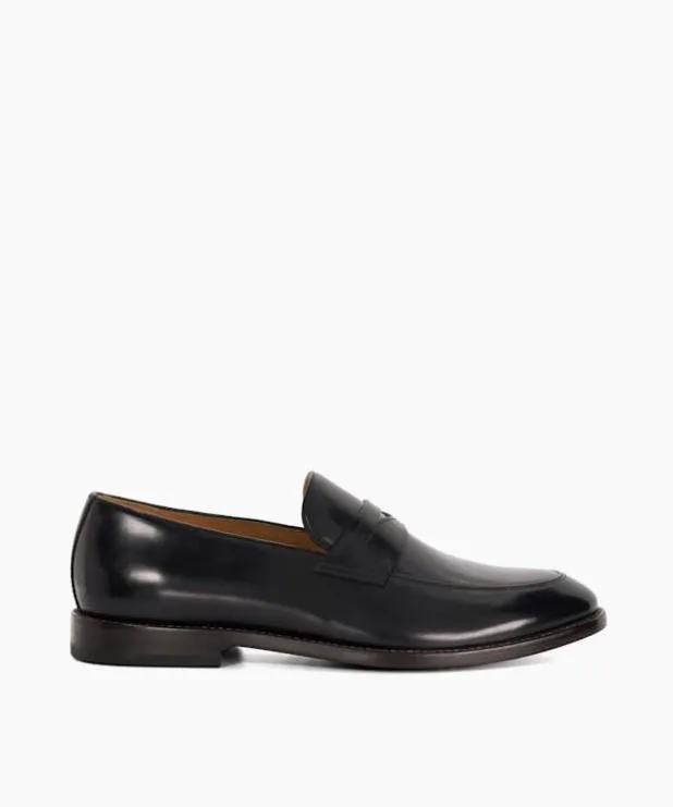 Dune London Black Shoes Men Leather Penny Loafers Black