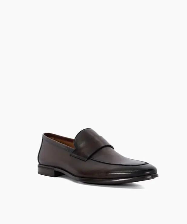 Dune London Brown Shoes Men Leather Penny Loafers Brown