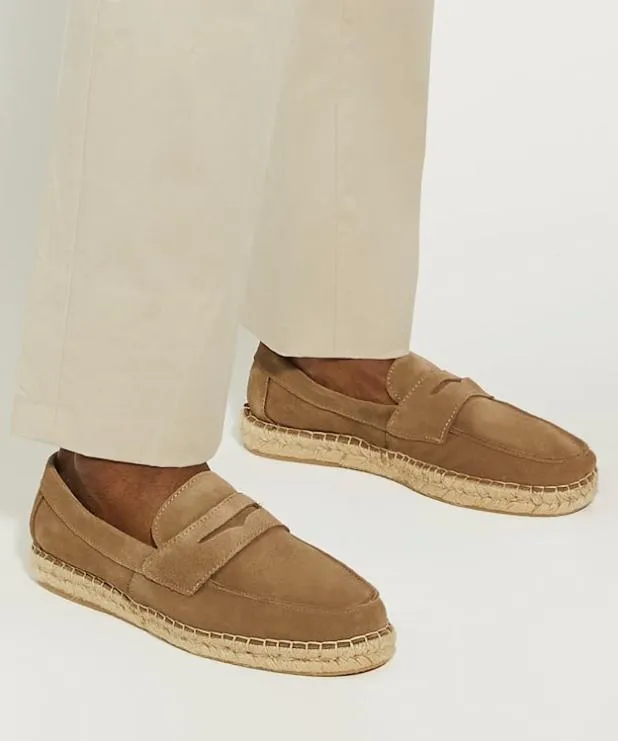 Dune London Casual Shoes Men Penny Loafer Espadrilles Neutral