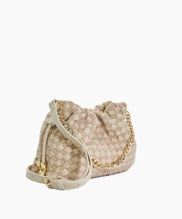 Dune London Crossbody Bags Women Small Drawstring Woven Leather Bag Neutral
