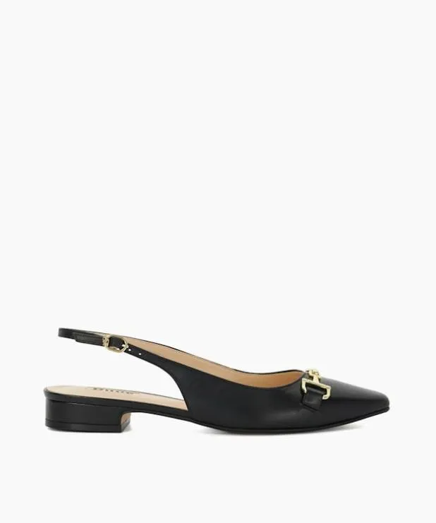 Dune London Flat Shoes Women Branded Snaffle Trim Slingback Flats Black