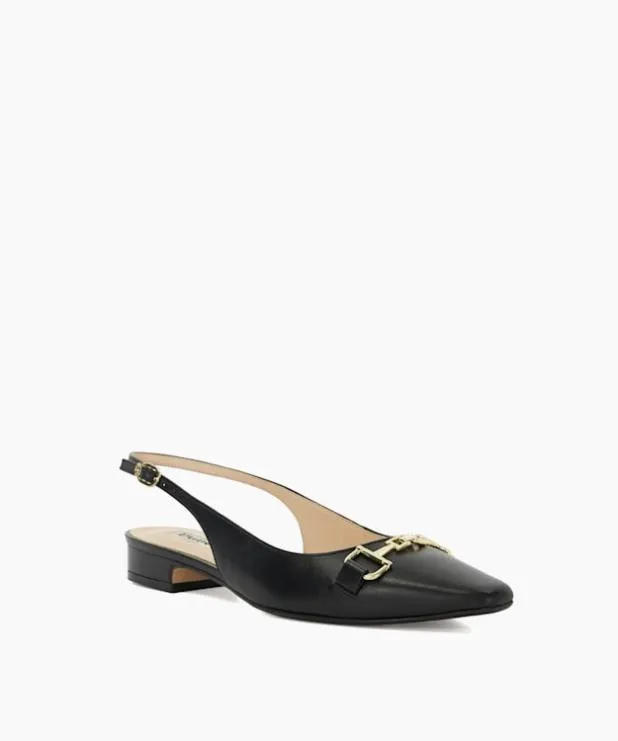 Dune London Flat Shoes Women Branded Snaffle Trim Slingback Flats Black