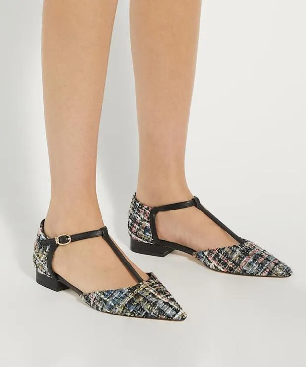 Dune London Flat Shoes Women Pointed Toe Boucle TBar Mary Janes Multi