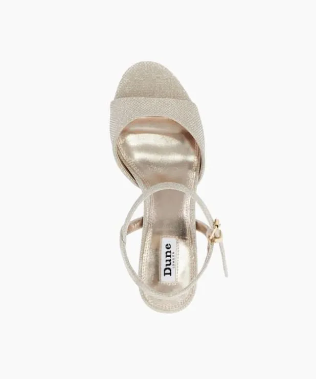 Dune London Heeled Sandals Women Block Heel Ankle Strap Sandals Metallic