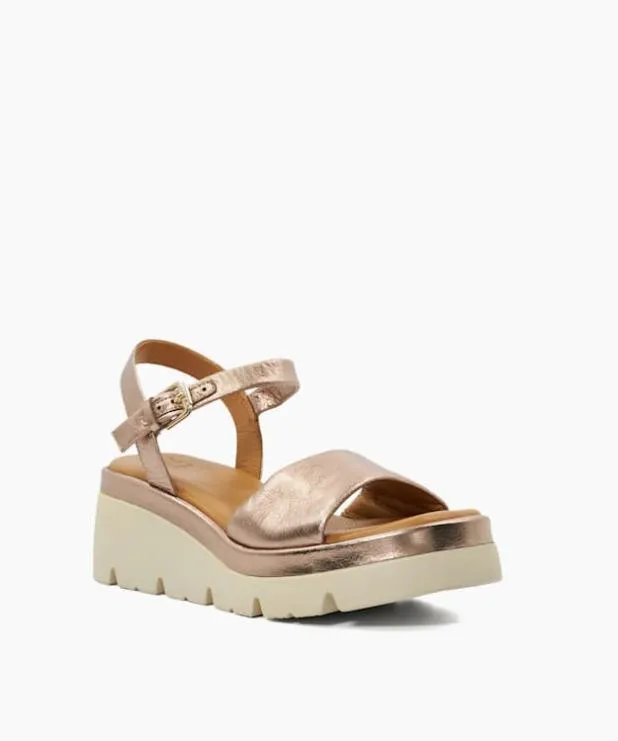 Dune London Heeled Sandals Women Metallic Leather Wedge Heeled Sandals Metallic