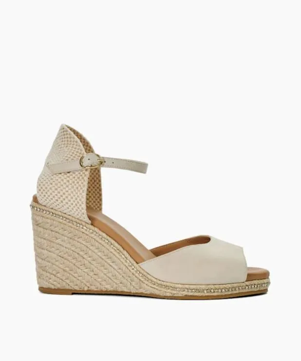 Dune London Heeled Sandals Women Raffia Embellished Wedge Sandals Pink