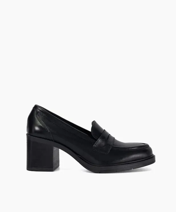 Dune London Heels Women Block Heel Penny Loafers Black