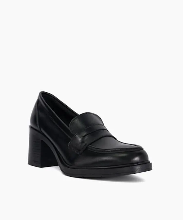 Dune London Heels Women Block Heel Penny Loafers Black