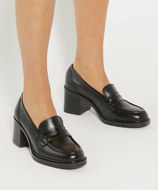 Dune London Heels Women Block Heel Penny Loafers Black
