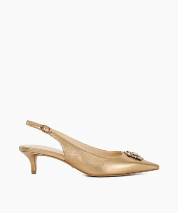 Dune London Heels Women Dune Bug Embellished Kitten Heels Metallic