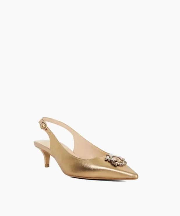 Dune London Heels Women Dune Bug Embellished Kitten Heels Metallic