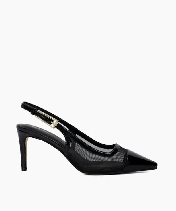 Dune London Heels Women Mesh Detail Pointed Toe Slingback Heels Black