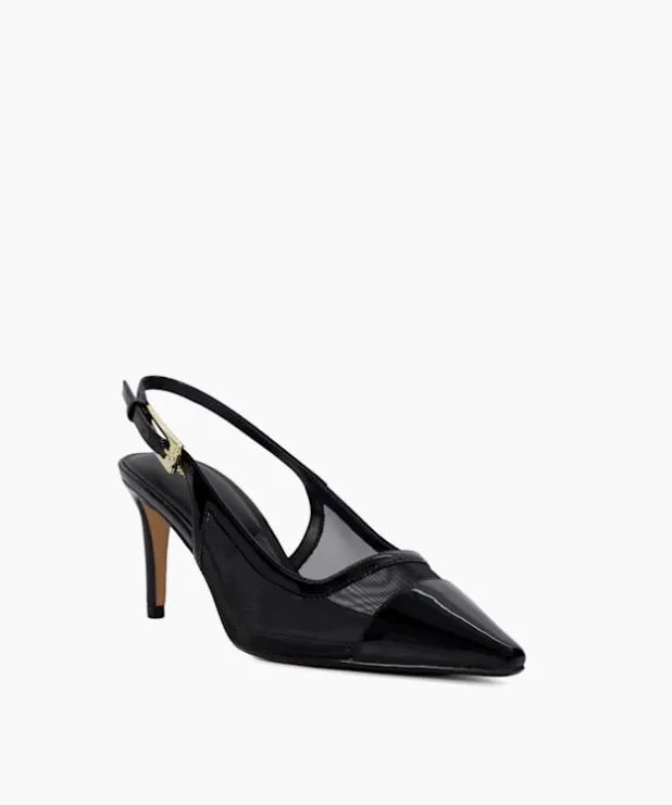 Dune London Heels Women Mesh Detail Pointed Toe Slingback Heels Black