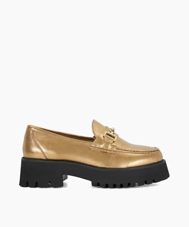 Dune London Loafers Women Chunky Branded Snaffle Trim Loafer Metallic