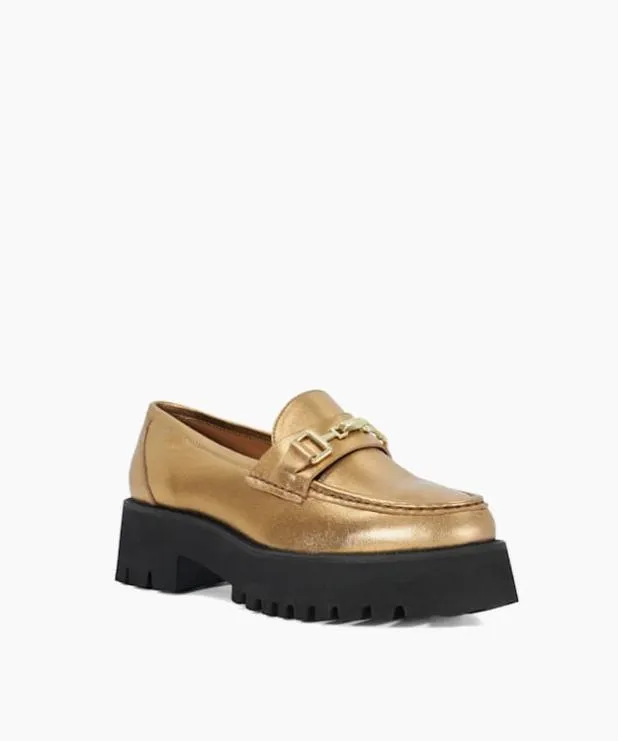 Dune London Loafers Women Chunky Branded Snaffle Trim Loafer Metallic