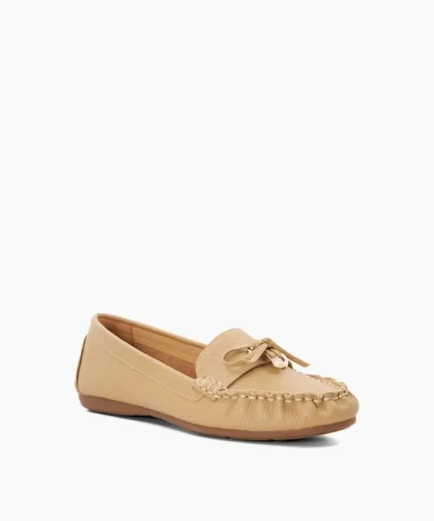 Dune London Loafers Women Leather Moccasins With Bow Detail Brown