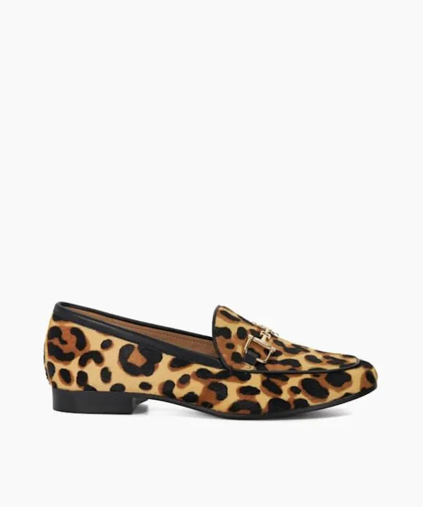 Dune London Loafers Women Leopard Print Snaffle Trim Shoes Animal