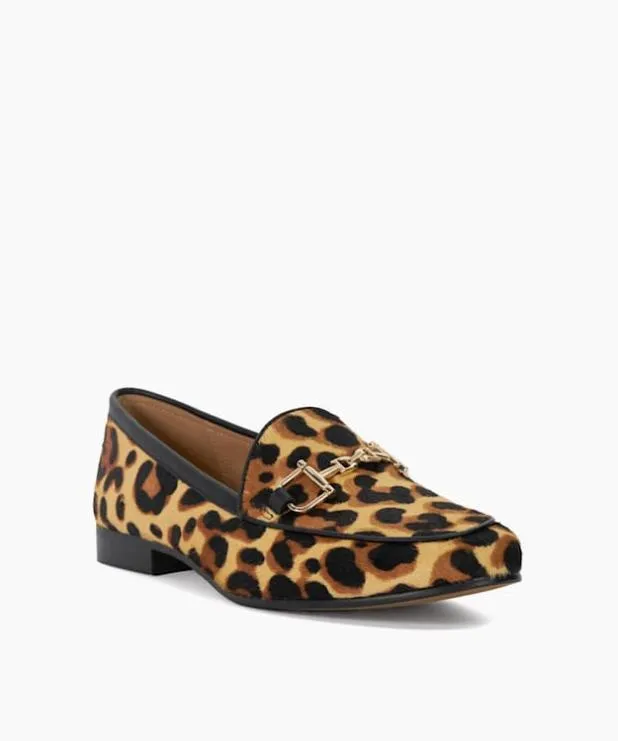 Dune London Loafers Women Leopard Print Snaffle Trim Shoes Animal