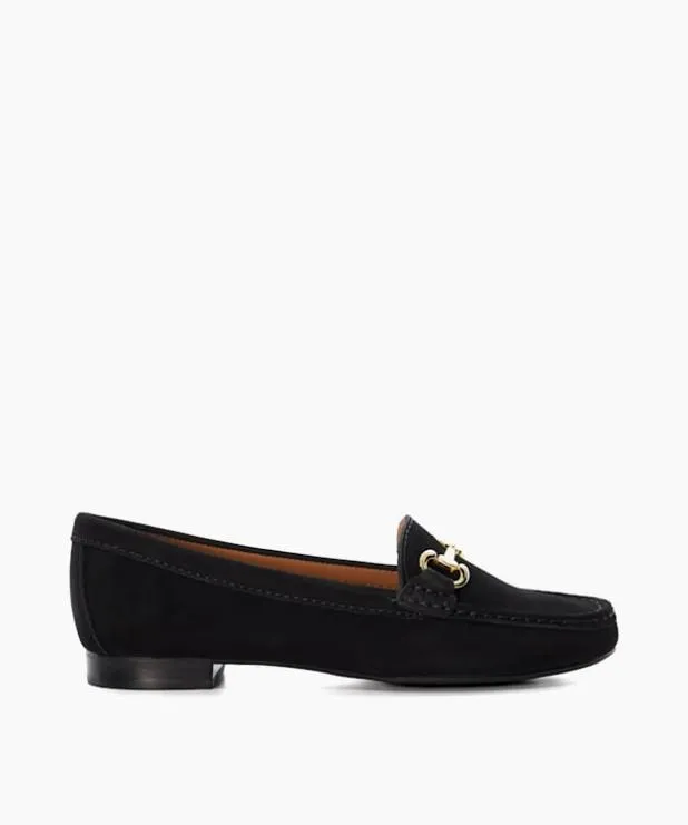 Dune London Loafers Women Suede Snaffle Trim Loafers Black