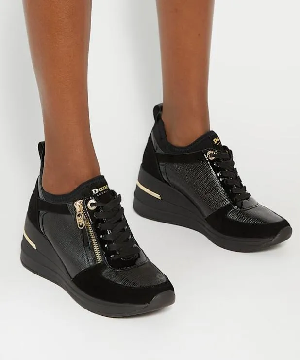 Dune London Trainers Women Lace Up Wedge Trainers Black