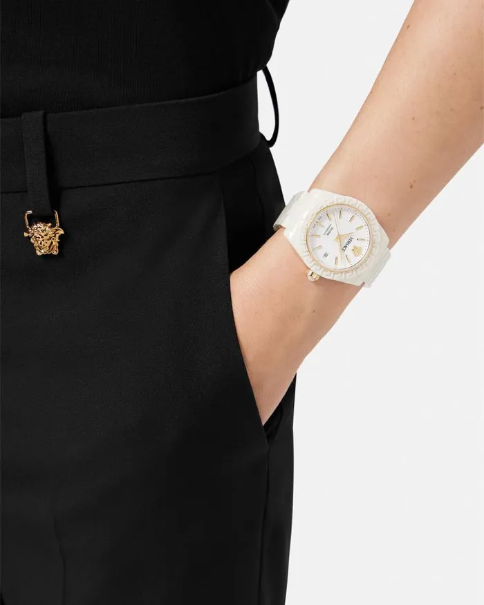 DV One Automatic Watch White Women Versace Watches