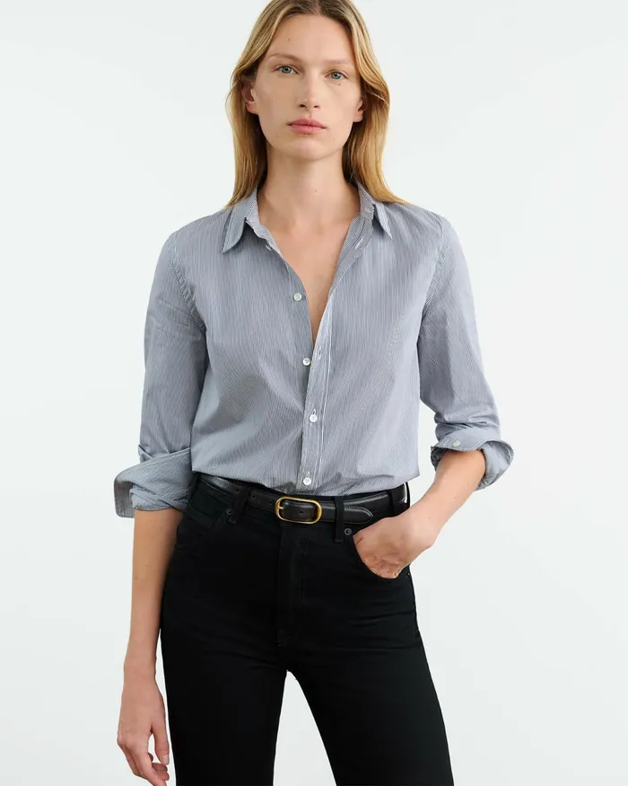 DYLLAN SHIRT Mini Navy Stripes Women Nili Lotan Tops