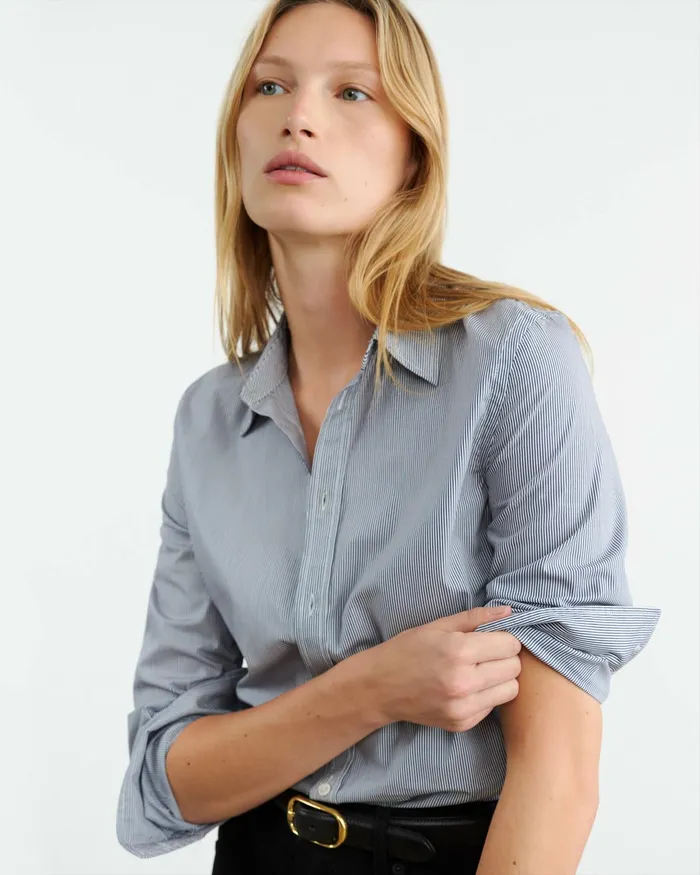 DYLLAN SHIRT Mini Navy Stripes Women Nili Lotan Tops