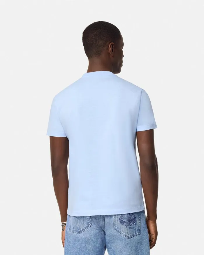 Embroidered 03990s Vintage Logo TShirt Light Blue Men Versace TShirts and Polos