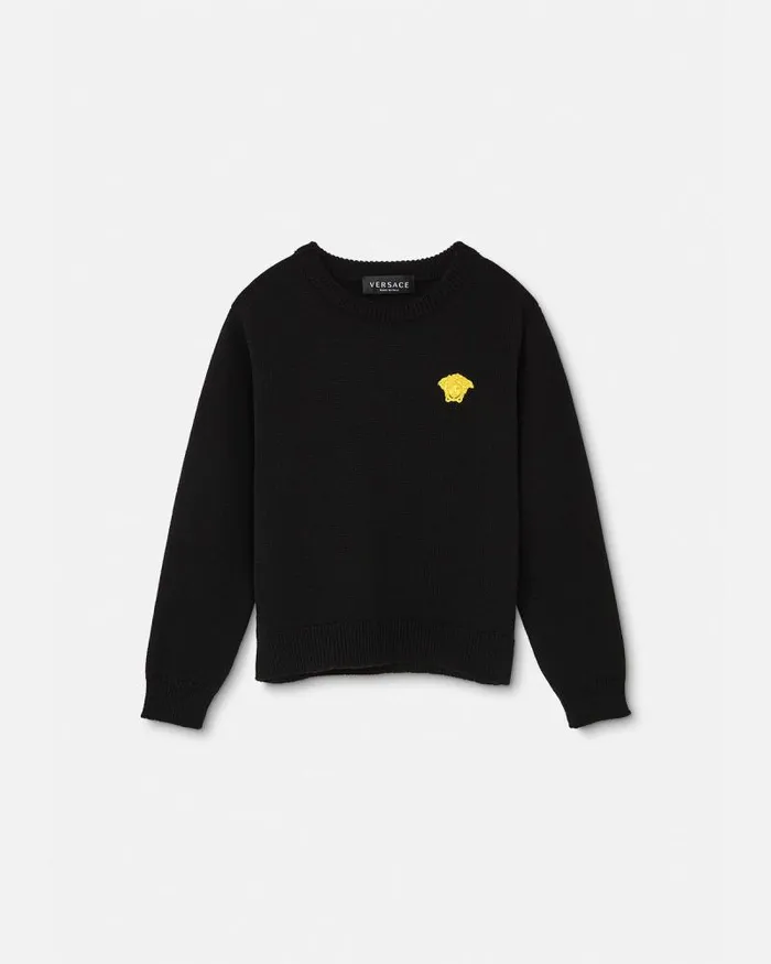 Embroidered Kids Sweater Black Children Versace Clothing