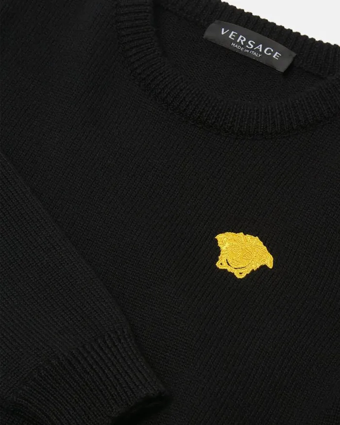 Embroidered Kids Sweater Black Children Versace Clothing