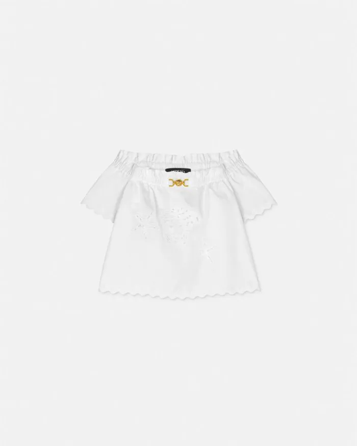 Embroidered Sangallo Baby Shirt White Children Versace Clothing