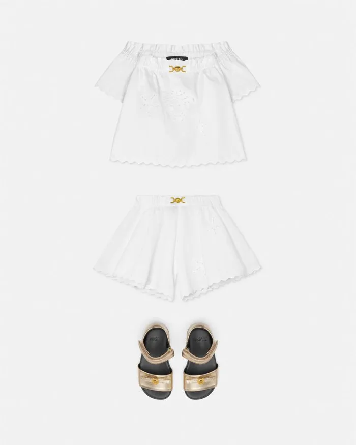 Embroidered Sangallo Baby Shirt White Children Versace Clothing