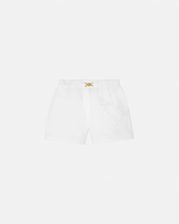 Embroidered Sangallo Kids Shorts White Children Versace Clothing