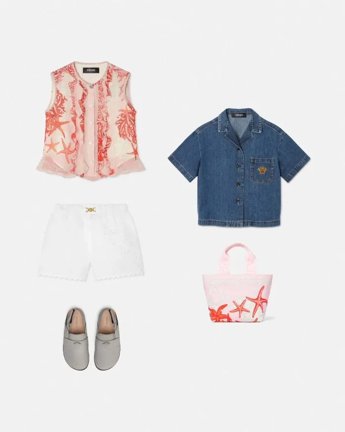 Embroidered Sangallo Kids Shorts White Children Versace Clothing