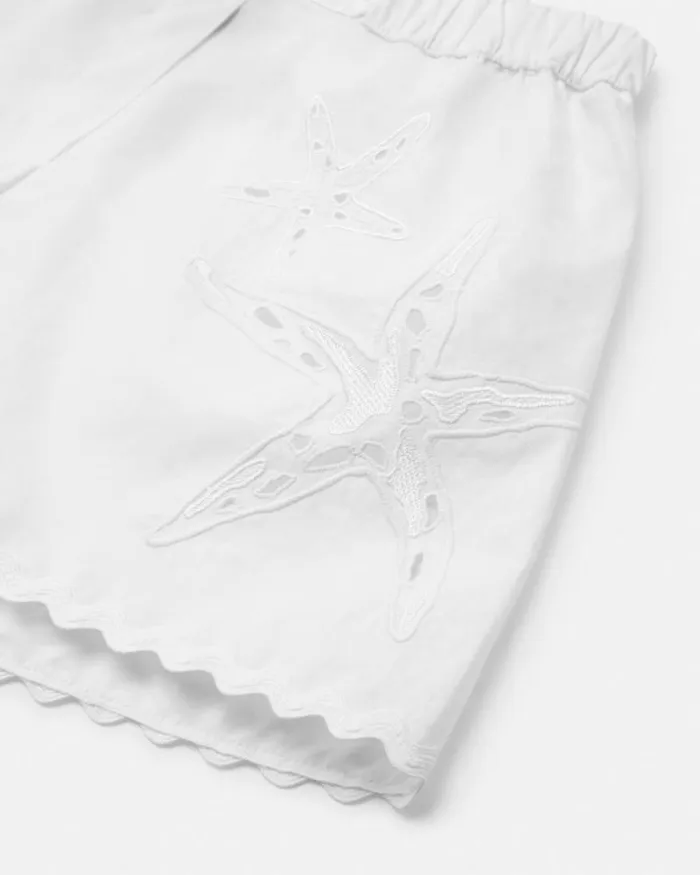 Embroidered Sangallo Kids Shorts White Children Versace Clothing