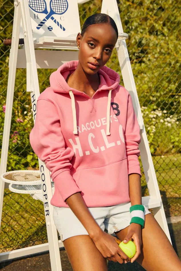 EquestrianWomen Hoodies and Sweatshirts Holland Cooper Varsity Hoodie Peony Pink