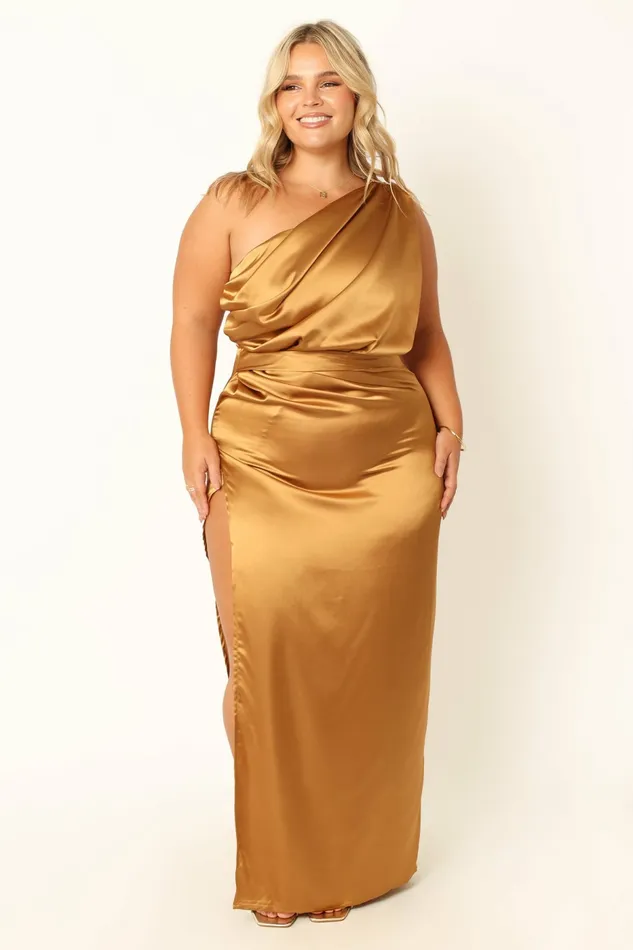 Event Dresses Petal and Pup Women Nadia One Shoulder Maxi Dress Bronze