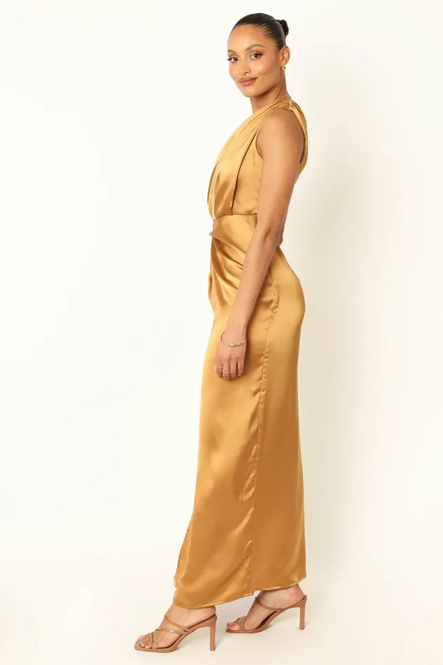 Event Dresses Petal and Pup Women Nadia One Shoulder Maxi Dress Bronze