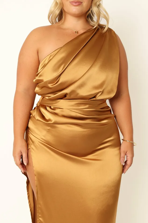 Event Dresses Petal and Pup Women Nadia One Shoulder Maxi Dress Bronze