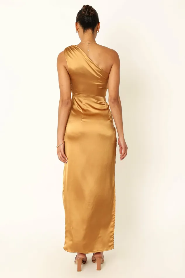 Event Dresses Petal and Pup Women Nadia One Shoulder Maxi Dress Bronze