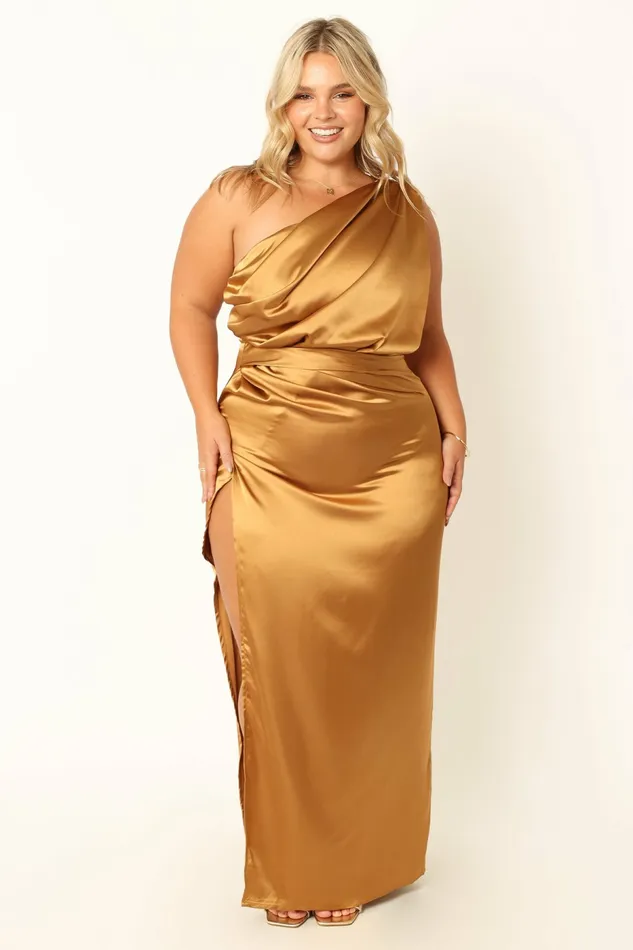 Event Dresses Petal and Pup Women Nadia One Shoulder Maxi Dress Bronze