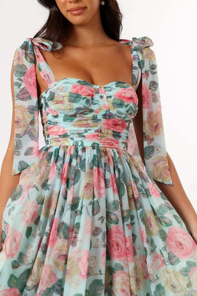 Event Dresses Women Petal and Pup Floret Midi Dress Blue Multi