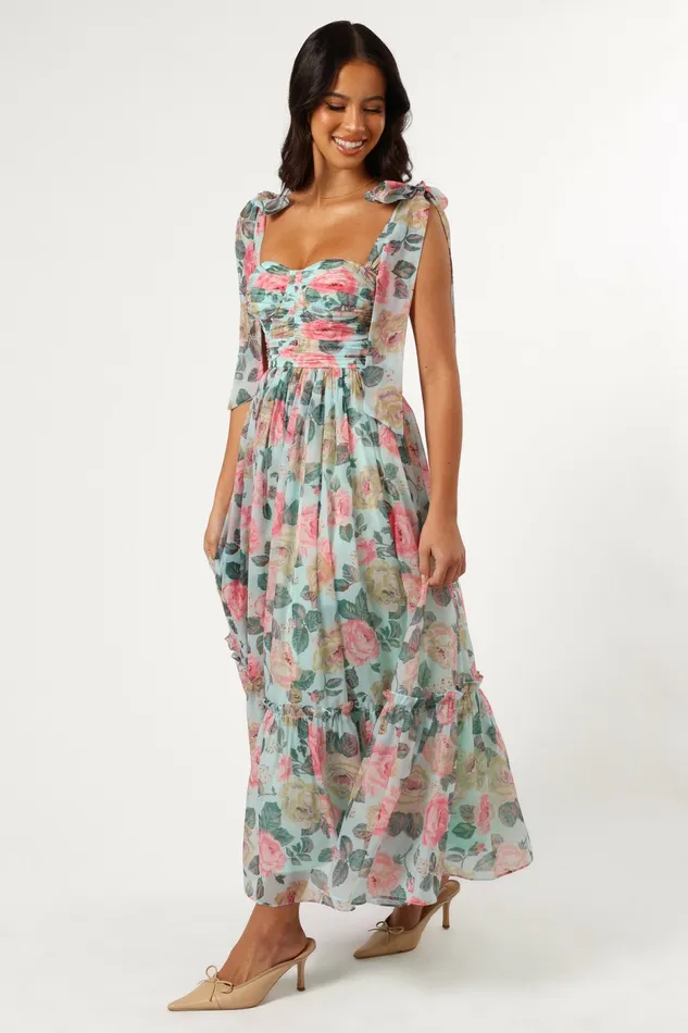 Event Dresses Women Petal and Pup Floret Midi Dress Blue Multi