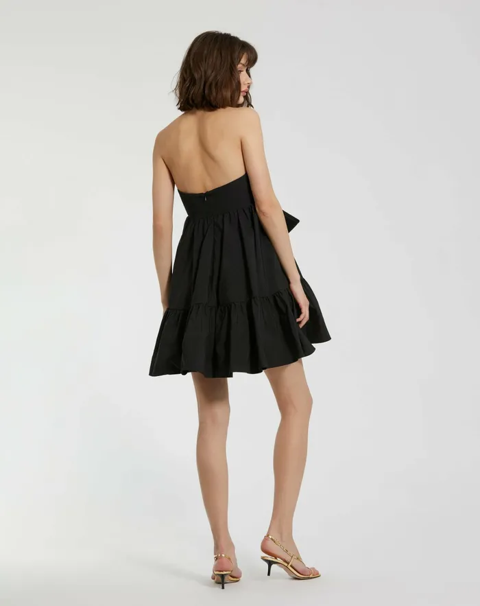 Every Day Dresses Faille Strapless Twist Bow Mini Dress Black 8211 Mac Duggal Women
