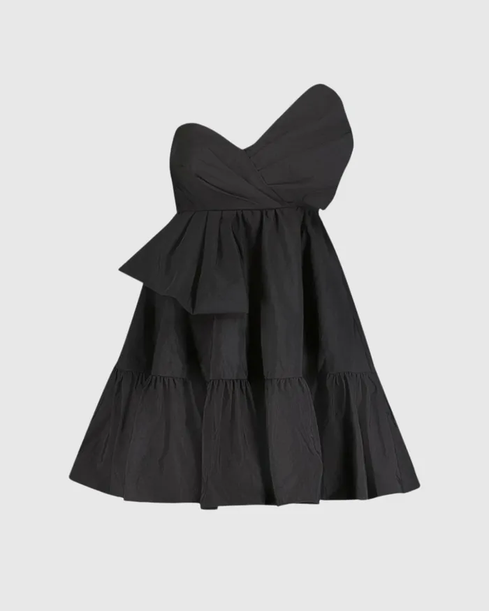 Every Day Dresses Faille Strapless Twist Bow Mini Dress Black 8211 Mac Duggal Women