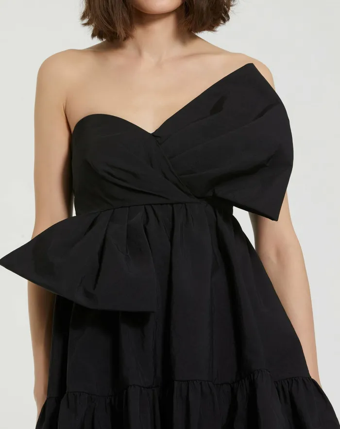 Every Day Dresses Faille Strapless Twist Bow Mini Dress Black 8211 Mac Duggal Women
