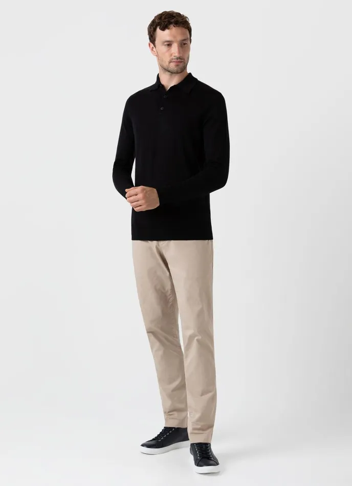 ExtraFine Merino Polo Shirt Black Men SUNSPEL Polo Shirts