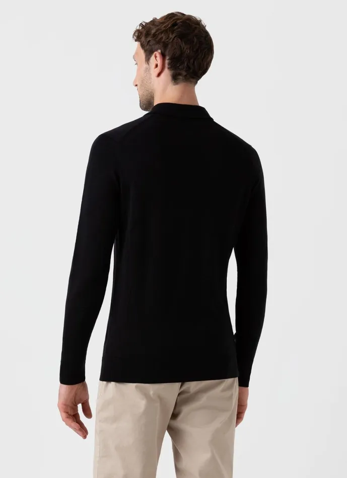 ExtraFine Merino Polo Shirt Black Men SUNSPEL Polo Shirts