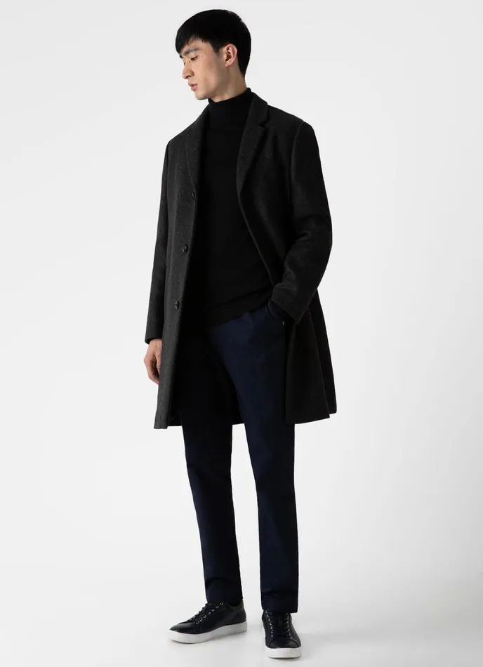 ExtraFine Merino Roll Neck Black Men SUNSPEL Knitwear