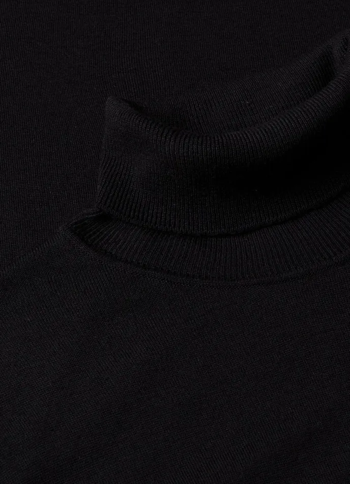 ExtraFine Merino Roll Neck Black Men SUNSPEL Knitwear